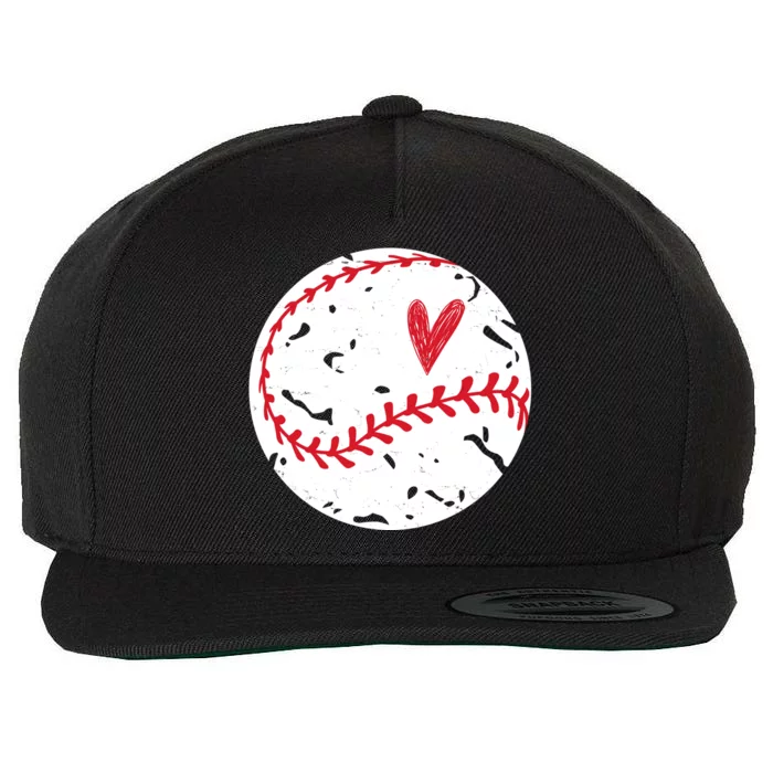 Baseball Heart Cute Vintage Sport Wool Snapback Cap