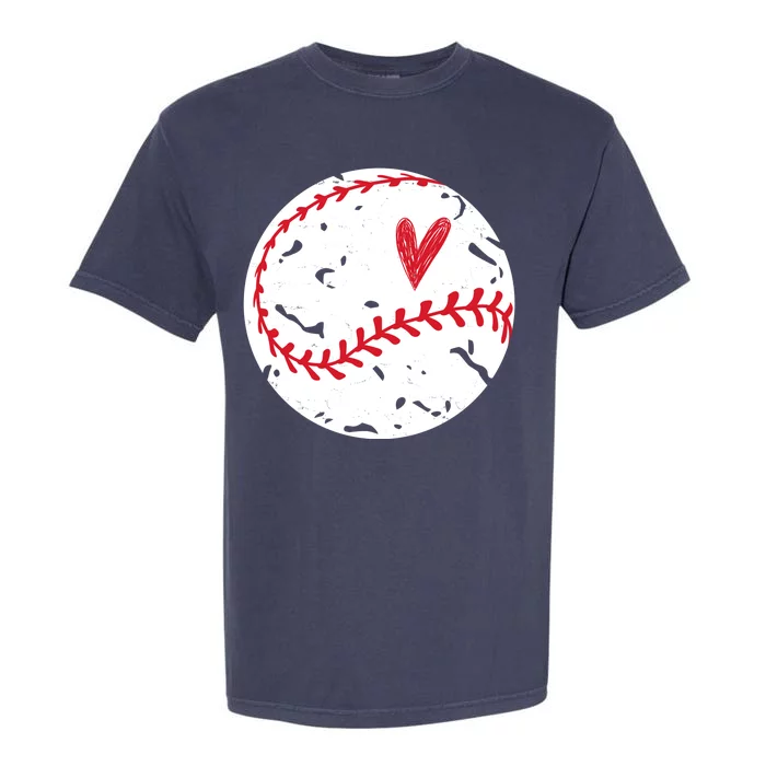 Baseball Heart Cute Vintage Sport Garment-Dyed Heavyweight T-Shirt