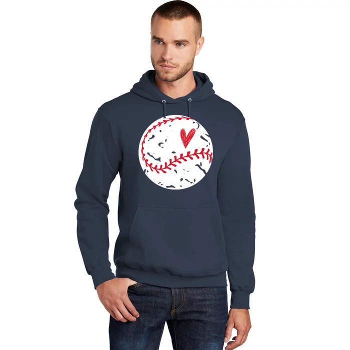 Baseball Heart Cute Vintage Sport Hoodie