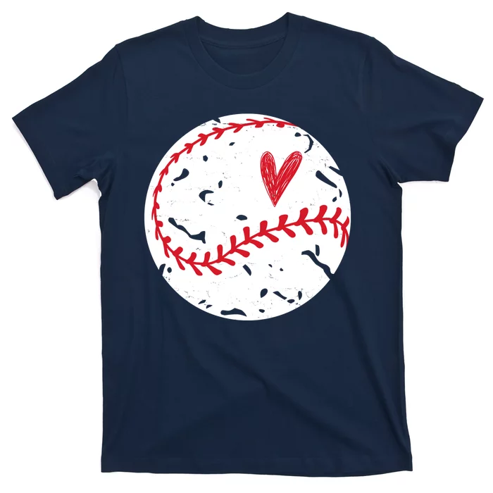 Baseball Heart Cute Vintage Sport T-Shirt