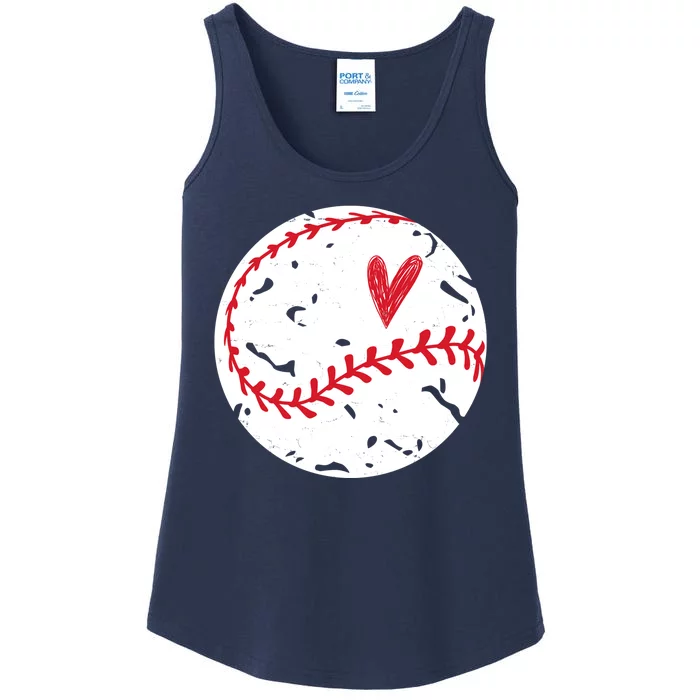 Baseball Heart Cute Vintage Sport Ladies Essential Tank