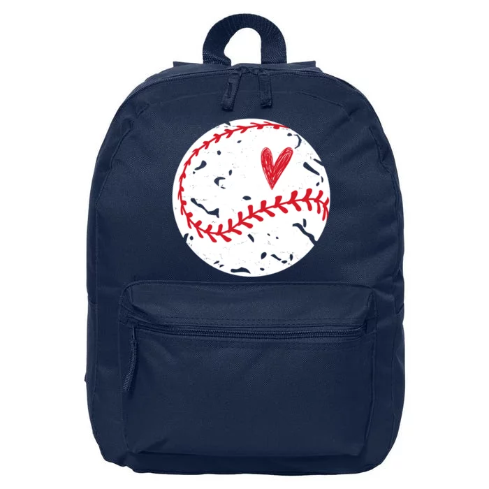 Baseball Heart Cute Vintage Sport 16 in Basic Backpack