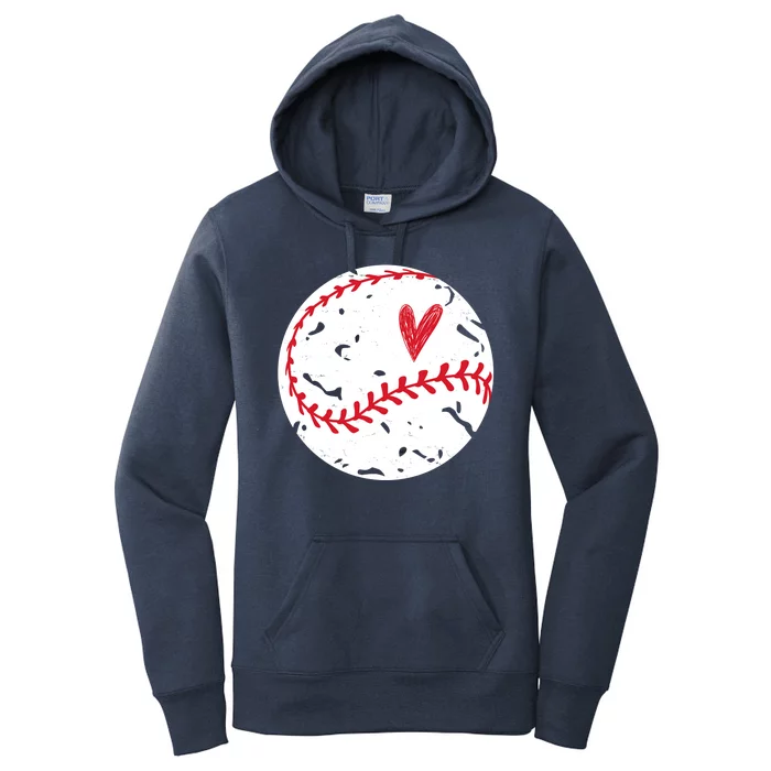 Baseball Heart Cute Vintage Sport Women's Pullover Hoodie