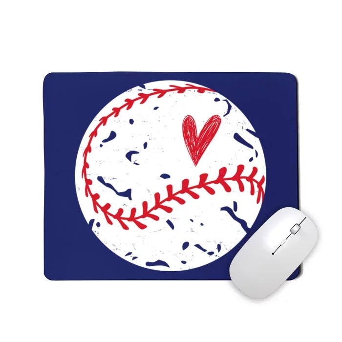 Baseball Heart Cute Vintage Sport Mousepad