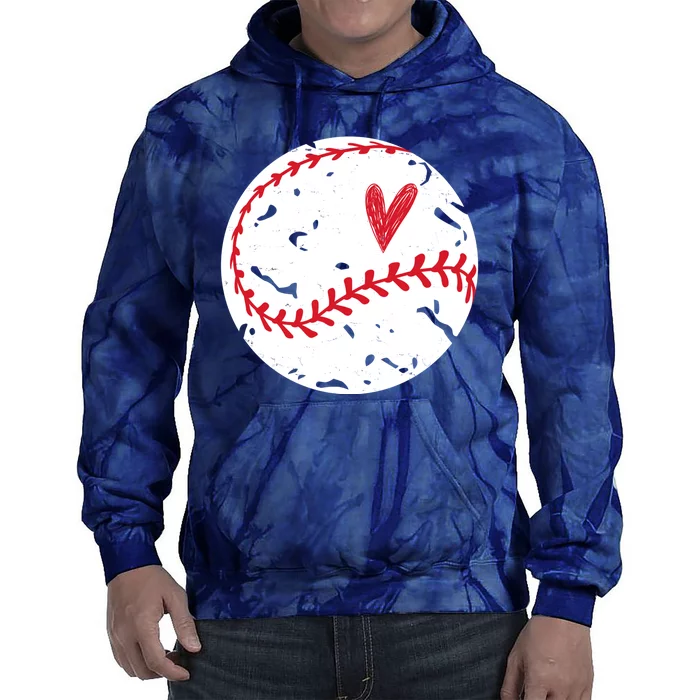 Baseball Heart Cute Vintage Sport Tie Dye Hoodie