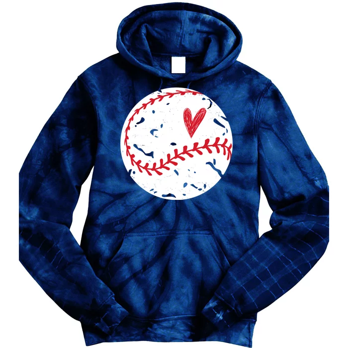 Baseball Heart Cute Vintage Sport Tie Dye Hoodie