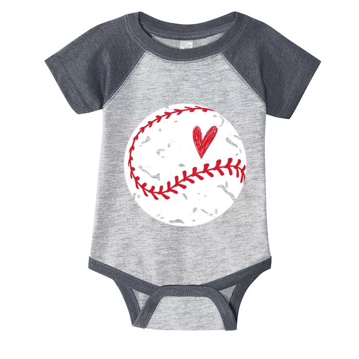 Baseball Heart Cute Vintage Sport Infant Baby Jersey Bodysuit