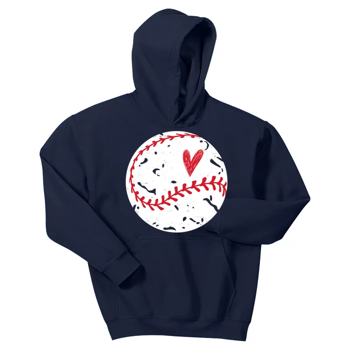 Baseball Heart Cute Vintage Sport Kids Hoodie