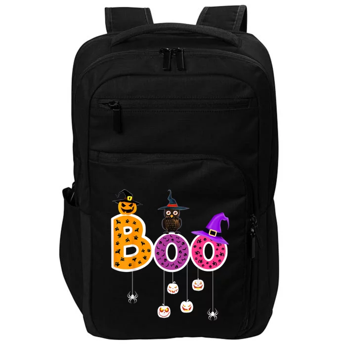 Boo Halloween Costume Spiders Ghosts Pumkin & Witch Hat Impact Tech Backpack