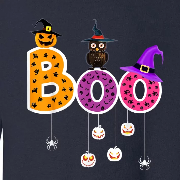 Boo Halloween Costume Spiders Ghosts Pumkin & Witch Hat Toddler Sweatshirt