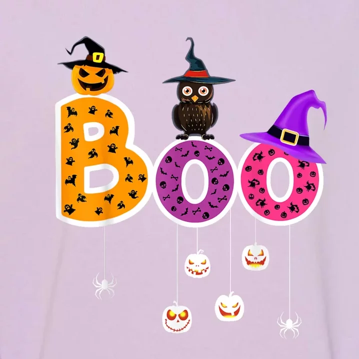 Boo Halloween Costume Spiders Ghosts Pumkin & Witch Hat Garment-Dyed Sweatshirt