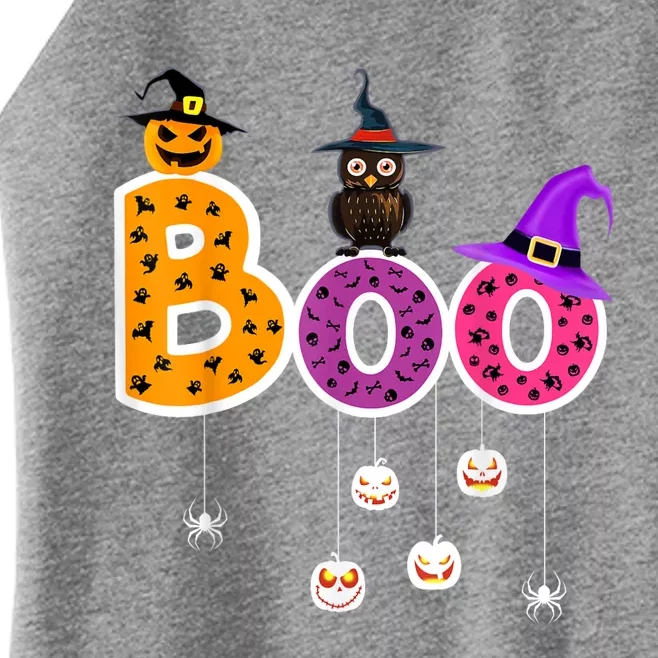 Boo Halloween Costume Spiders Ghosts Pumkin & Witch Hat Women’s Perfect Tri Rocker Tank