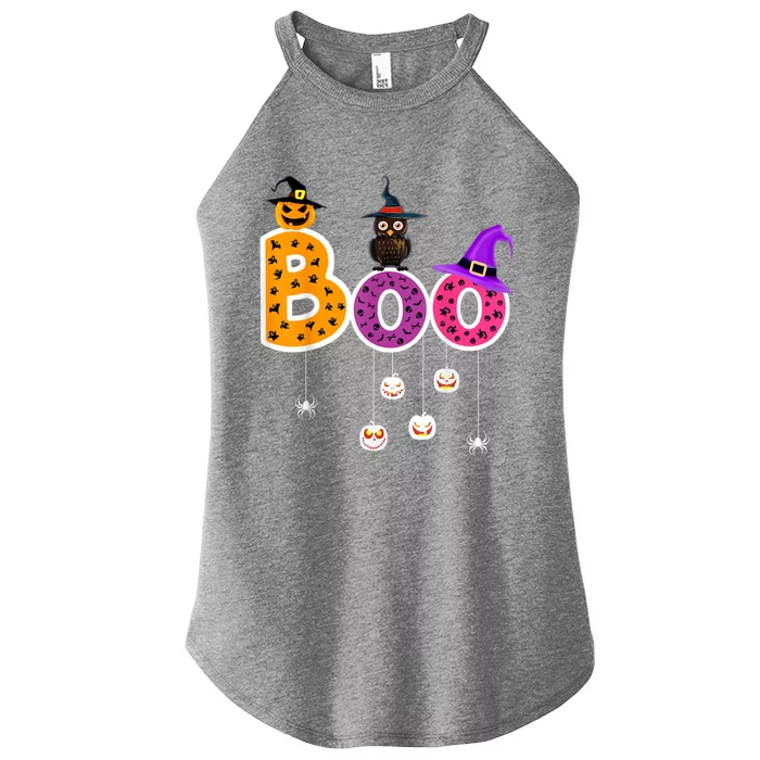 Boo Halloween Costume Spiders Ghosts Pumkin & Witch Hat Women’s Perfect Tri Rocker Tank