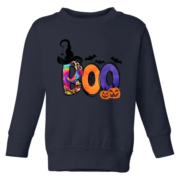 Boo Halloween Costume Spiders Ghosts Pumkin & Witch Hat Toddler Sweatshirt