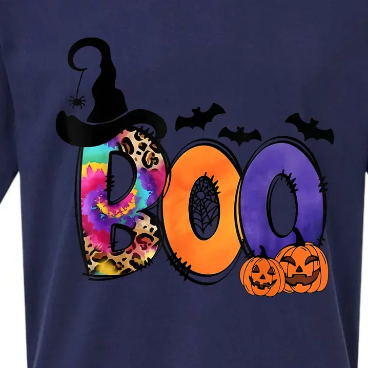 Boo Halloween Costume Spiders Ghosts Pumkin & Witch Hat Sueded Cloud Jersey T-Shirt