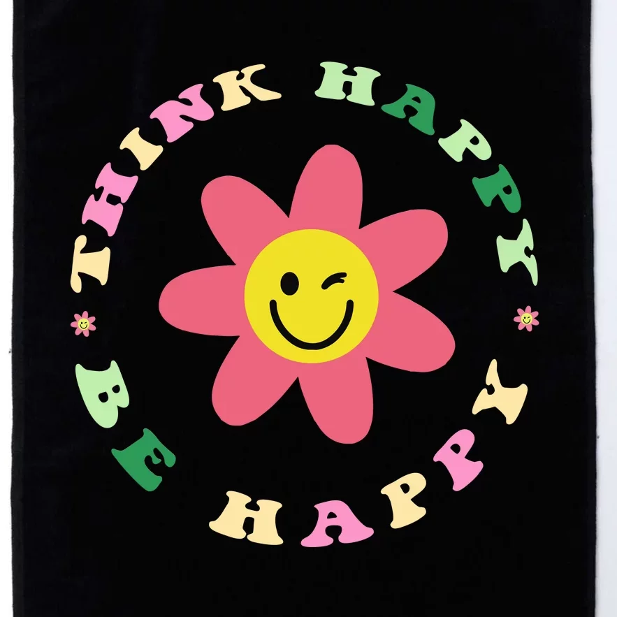 Be Happy Cute Daisy Smile Face Pink Flower Retro Groovy Platinum Collection Golf Towel