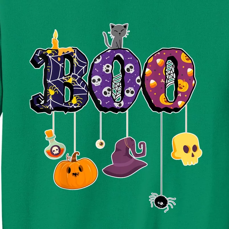 Boo Halloween Costume Spiders Ghosts Pumkin & Witch Hat Sweatshirt