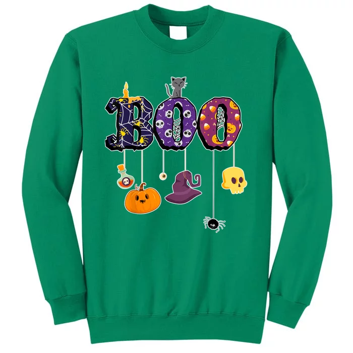 Boo Halloween Costume Spiders Ghosts Pumkin & Witch Hat Sweatshirt