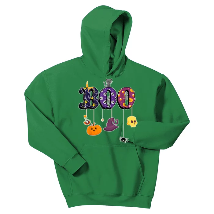 Boo Halloween Costume Spiders Ghosts Pumkin & Witch Hat Kids Hoodie