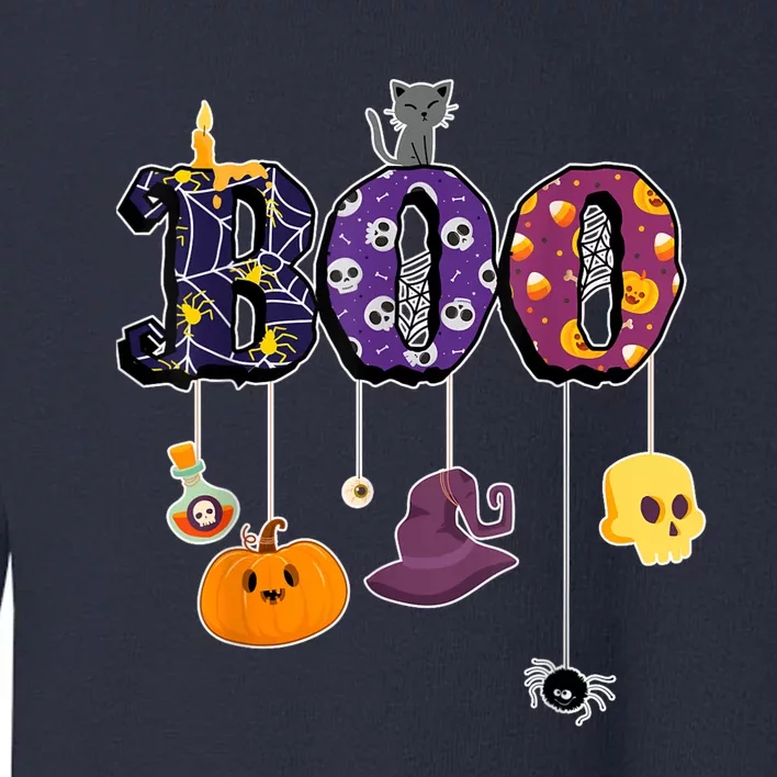 Boo Halloween Costume Spiders Ghosts Pumkin & Witch Hat Toddler Sweatshirt