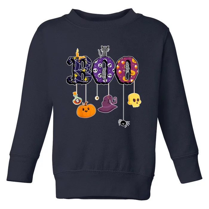 Boo Halloween Costume Spiders Ghosts Pumkin & Witch Hat Toddler Sweatshirt