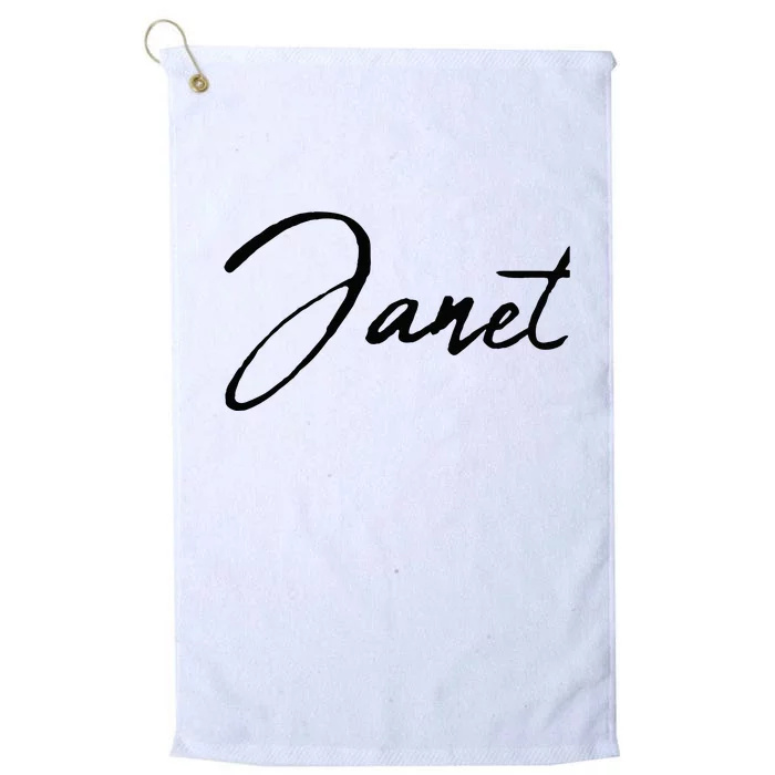 Beautiful Handwritten Calligraphy Janet Platinum Collection Golf Towel