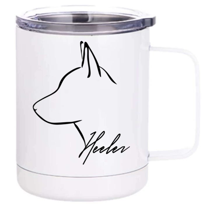 Blue Heeler Cattle Dog Profile Dog Mom Gift Present Cool Gift Front & Back 12oz Stainless Steel Tumbler Cup