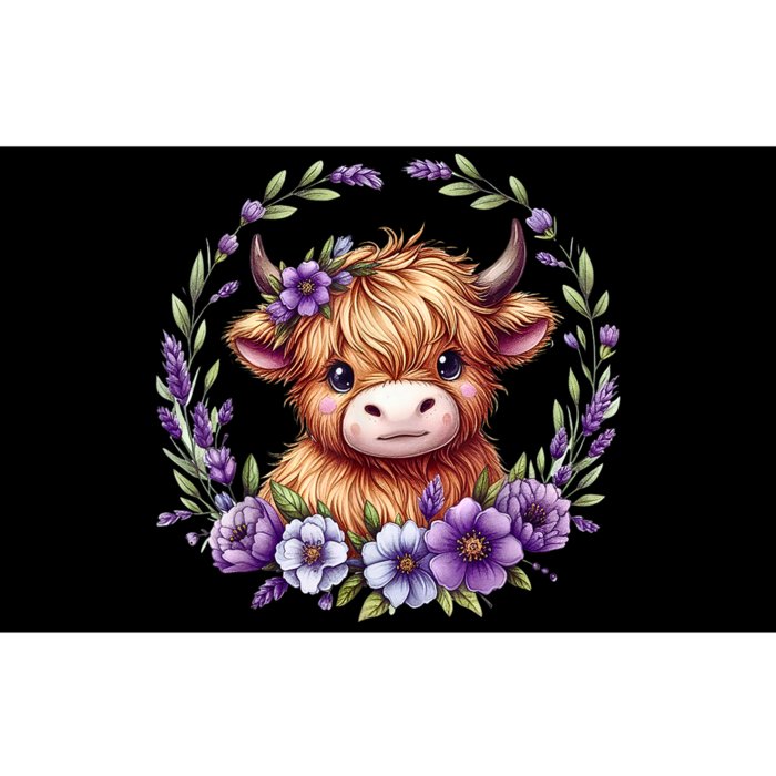 Baby Highland Cow With Purple Flowers Scottish Farm Gift Bumper Sticker