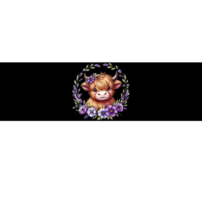 Baby Highland Cow With Purple Flowers Scottish Farm Gift Bumper Sticker