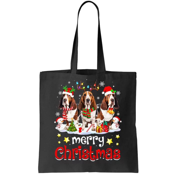 Basset Hound Christmas With Decorations Xmas Tote Bag