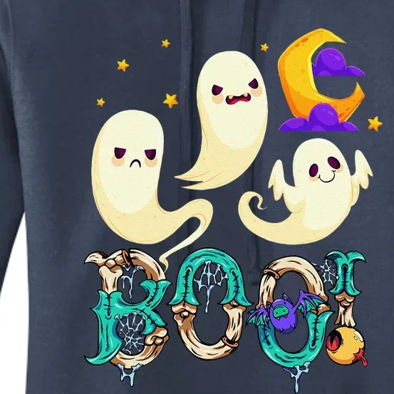 Boo! Halloween Cute Ghost Spooky Halloween Ghost Cat Apparel Women's Pullover Hoodie