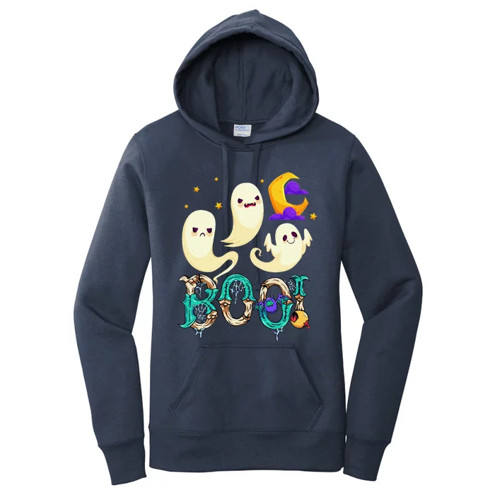 Boo! Halloween Cute Ghost Spooky Halloween Ghost Cat Apparel Women's Pullover Hoodie