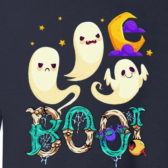 Boo! Halloween Cute Ghost Spooky Halloween Ghost Cat Apparel Toddler Sweatshirt