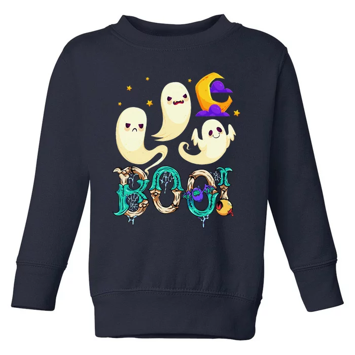 Boo! Halloween Cute Ghost Spooky Halloween Ghost Cat Apparel Toddler Sweatshirt