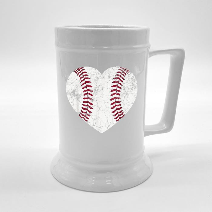 Baseball Heart Cute Mom Dad Brother Sister Family Baseball Front & Back Beer Stein