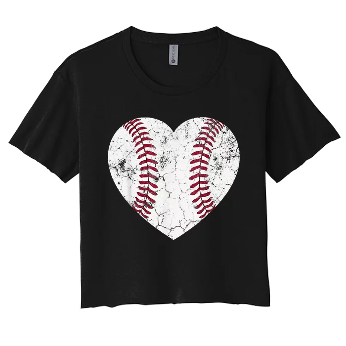 Baseball Heart Cute Mom Dad Brother Sister Family Women's Crop Top Tee