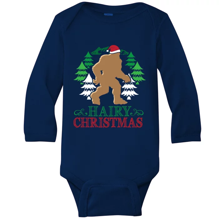 Bigfoot Hairy Christmas Holiday Sasquatch Funny Xmas Gift Cool Gift Baby Long Sleeve Bodysuit