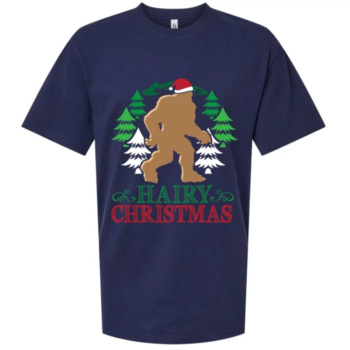 Bigfoot Hairy Christmas Holiday Sasquatch Funny Xmas Gift Cool Gift Sueded Cloud Jersey T-Shirt