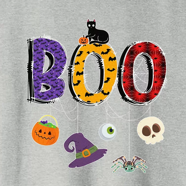 Boo Halloween Costume Groovy Spooky Boo Crew Gift Women's Crop Top Tee