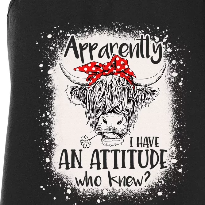 Bleached Highland Cow Apparantly I Have An Attitude Who Knew Women's Racerback Tank