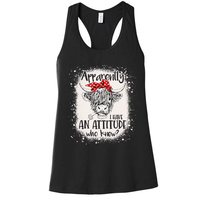 Bleached Highland Cow Apparantly I Have An Attitude Who Knew Women's Racerback Tank