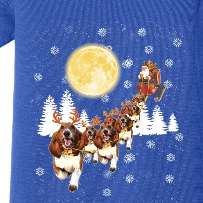 Basset Hound Dog Santa Sleigh Christmas Lover Gift Baby Bodysuit