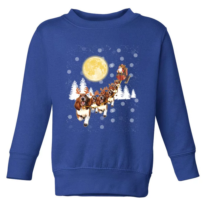 Basset Hound Dog Santa Sleigh Christmas Lover Gift Toddler Sweatshirt