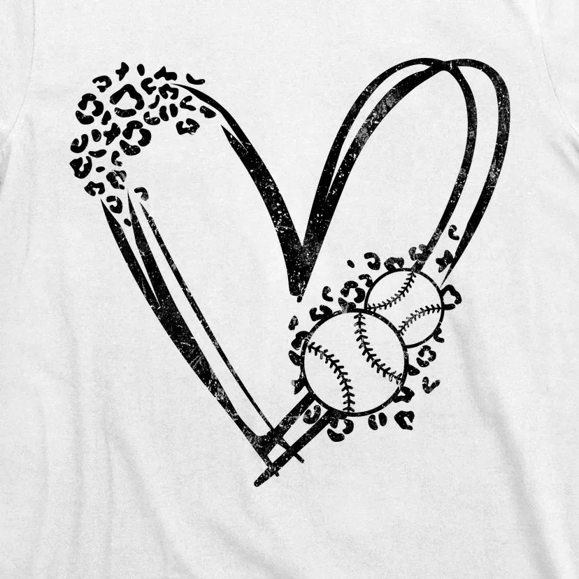 Baseball Heart Distressed Vintage Baseball Fans T-Shirt