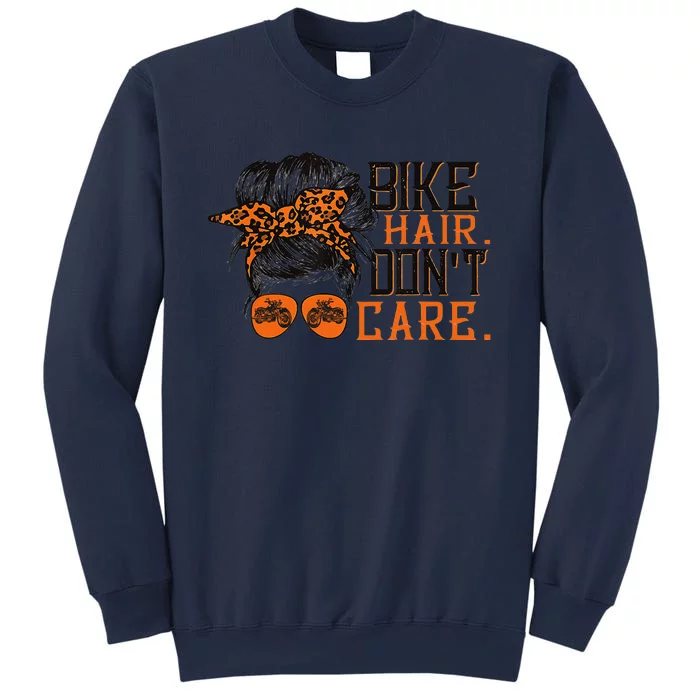 Biker Hair Don't Care For Bike Lovers Messy Bun Mother's Day Sweatshirt