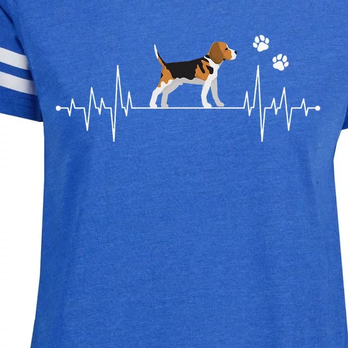 Beagle Heartbeat Dog Lover funny animal Enza Ladies Jersey Football T-Shirt