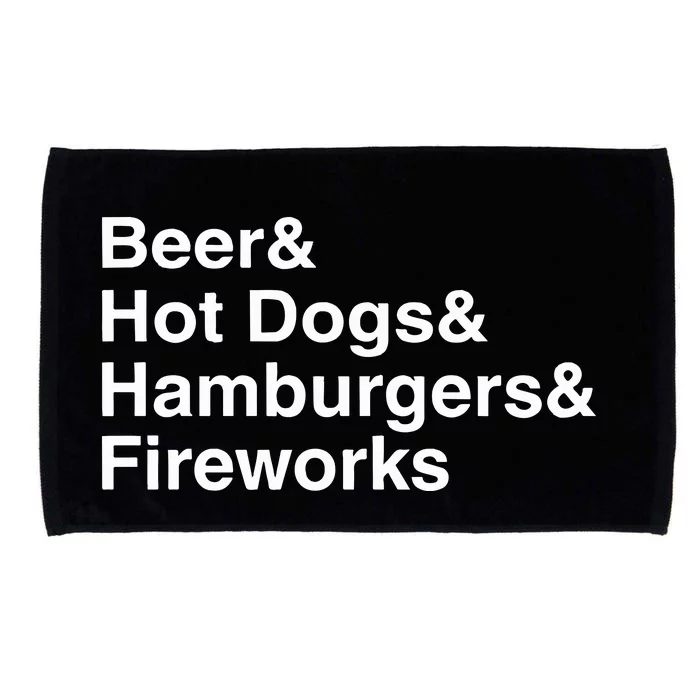 Beer & Hot Dogs & Hamburgers & Fireworks Microfiber Hand Towel