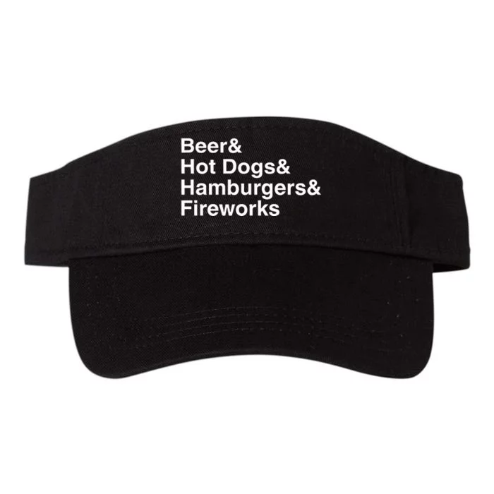 Beer & Hot Dogs & Hamburgers & Fireworks Valucap Bio-Washed Visor