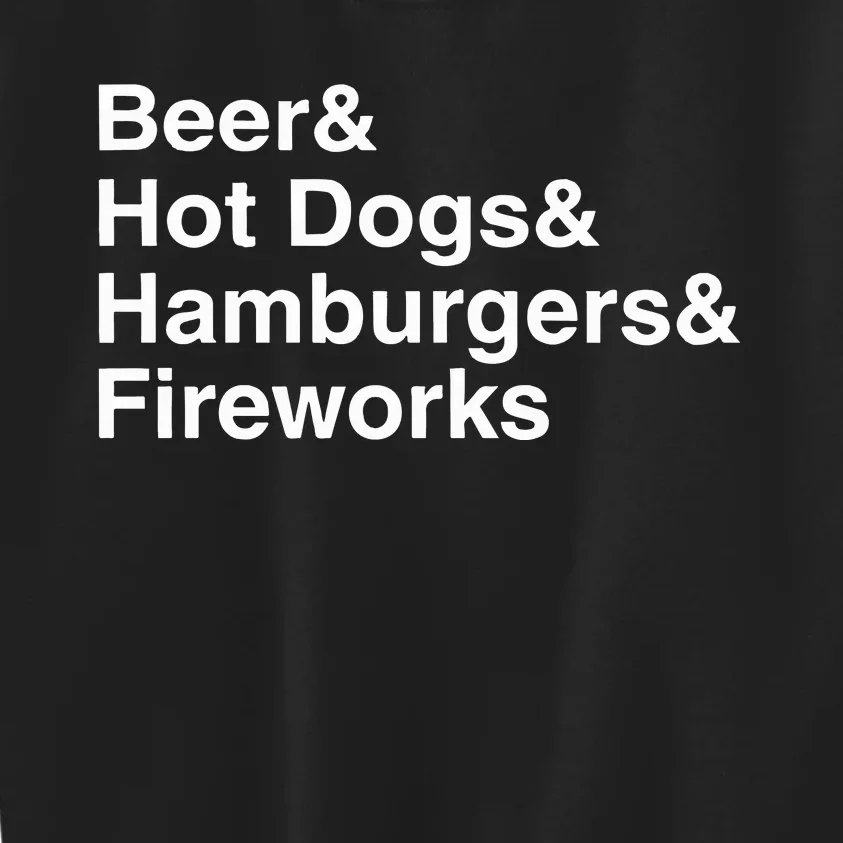 Beer & Hot Dogs & Hamburgers & Fireworks Kids Sweatshirt