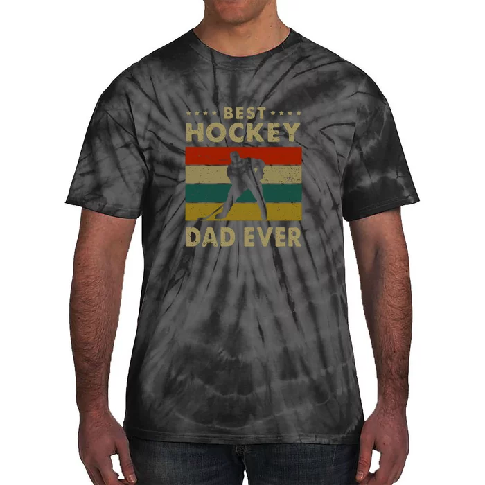 Best Hockey Dad Ever Vintage Hockey Father's Day Gift Tie-Dye T-Shirt